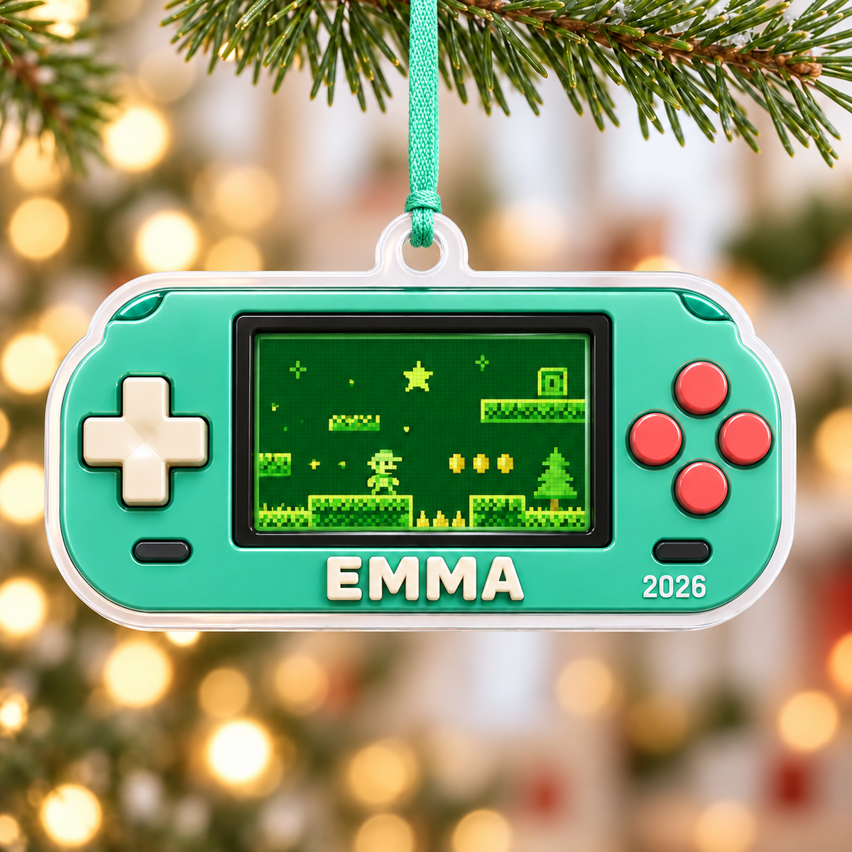 Retro Handheld Game Console Holiday Tree Hanging Decor - 3D Relief Ornament
