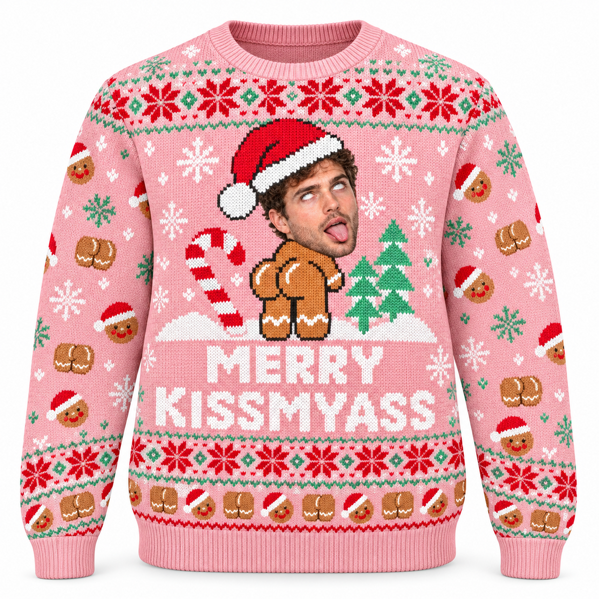Christmas Sweater Merry Kissmyass Funny Ugly Holiday Pullover