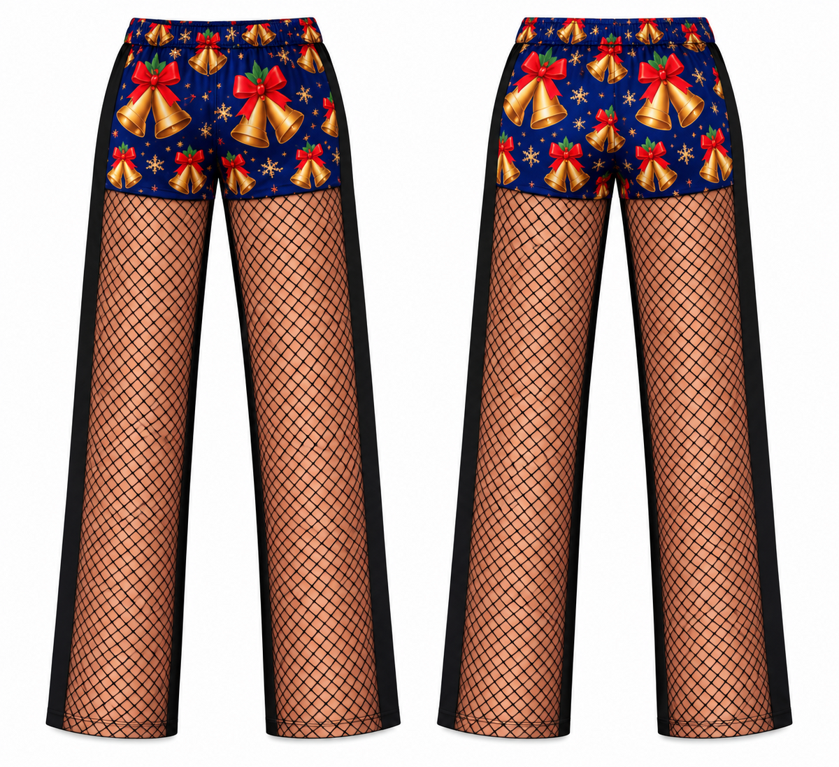 Christmas Fishnet Print Pajama Pants Novelty Graphic Holiday Trousers