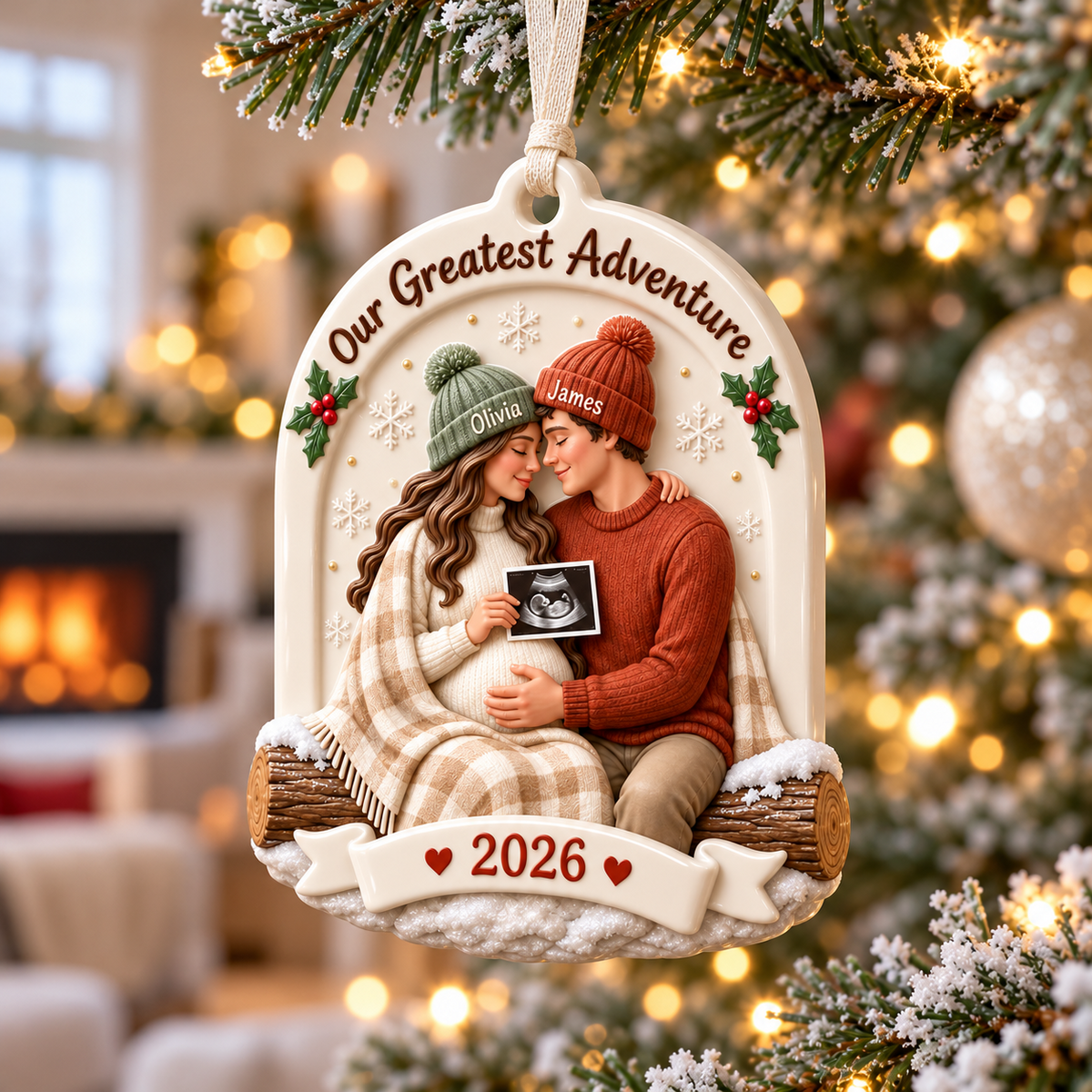 Expecting Parents Ultrasound Sonogram Holiday Keepsake Plaque - 3D Relief Ornament