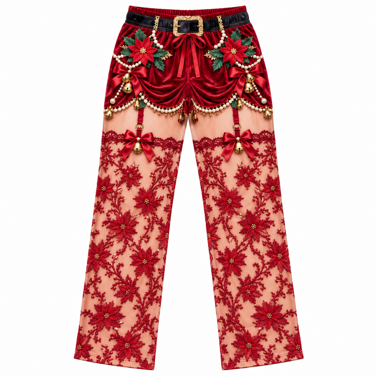 Christmas Pajama Pants Novelty Stocking Print Holiday Lounge Trousers