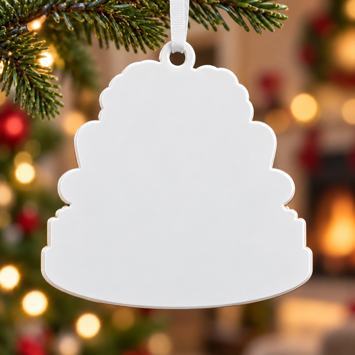Elderly Couple on Couch Christmas Holiday Keepsake - 3D Relief Ornament
