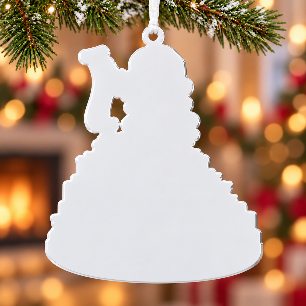 Christmas Girl on Gift Boxes Holiday Keepsake - 3D Relief Ornament