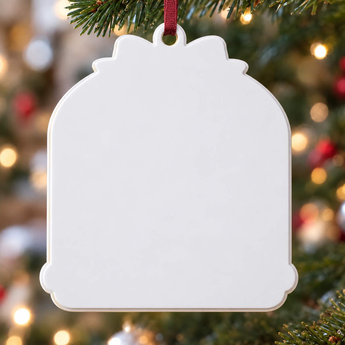 Christmas Tree Hanging Plaque with Friends Wine Fireplace Scene - 3D Relief Ornament