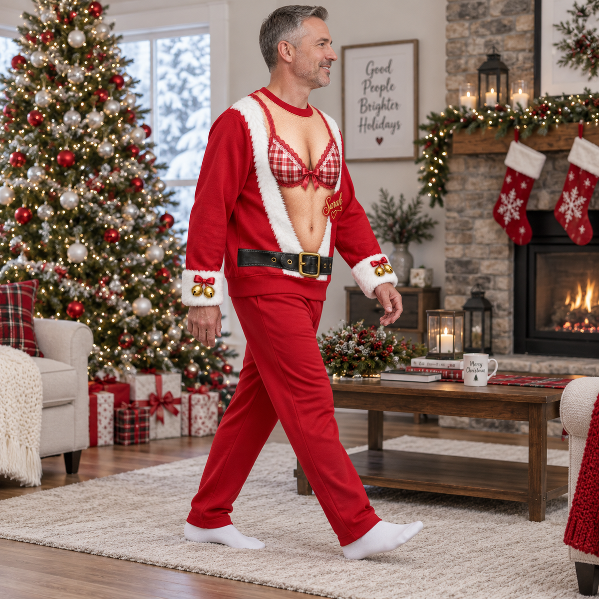 Faux Bra Ugly Christmas Sweatshirt Funny Holiday Graphic Pullover