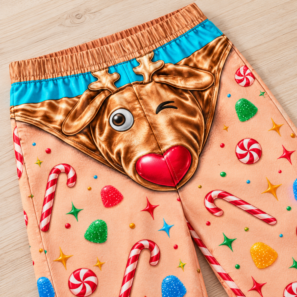 Mens Christmas Pajama Pants Reindeer Boxer Print Lounge Bottoms