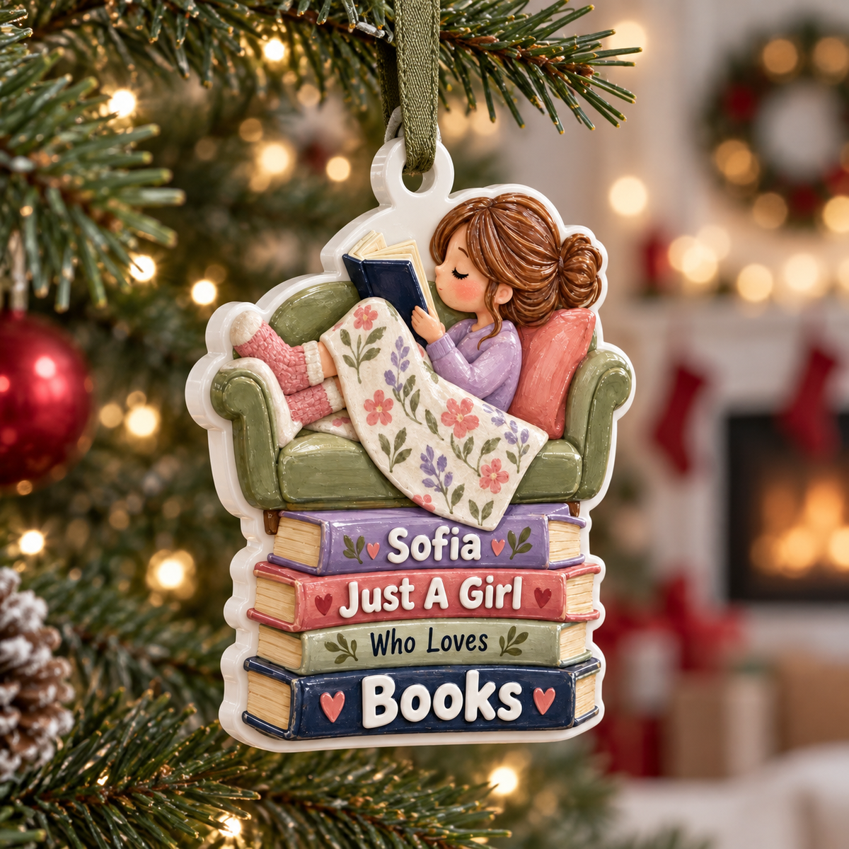 Just A Girl Who Love Books Acrylic Hanging Decor - 3D Relief Ornament
