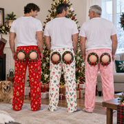 Novelty Christmas Pajama Pants Holiday Wreath Gag Print Lounge Bottoms