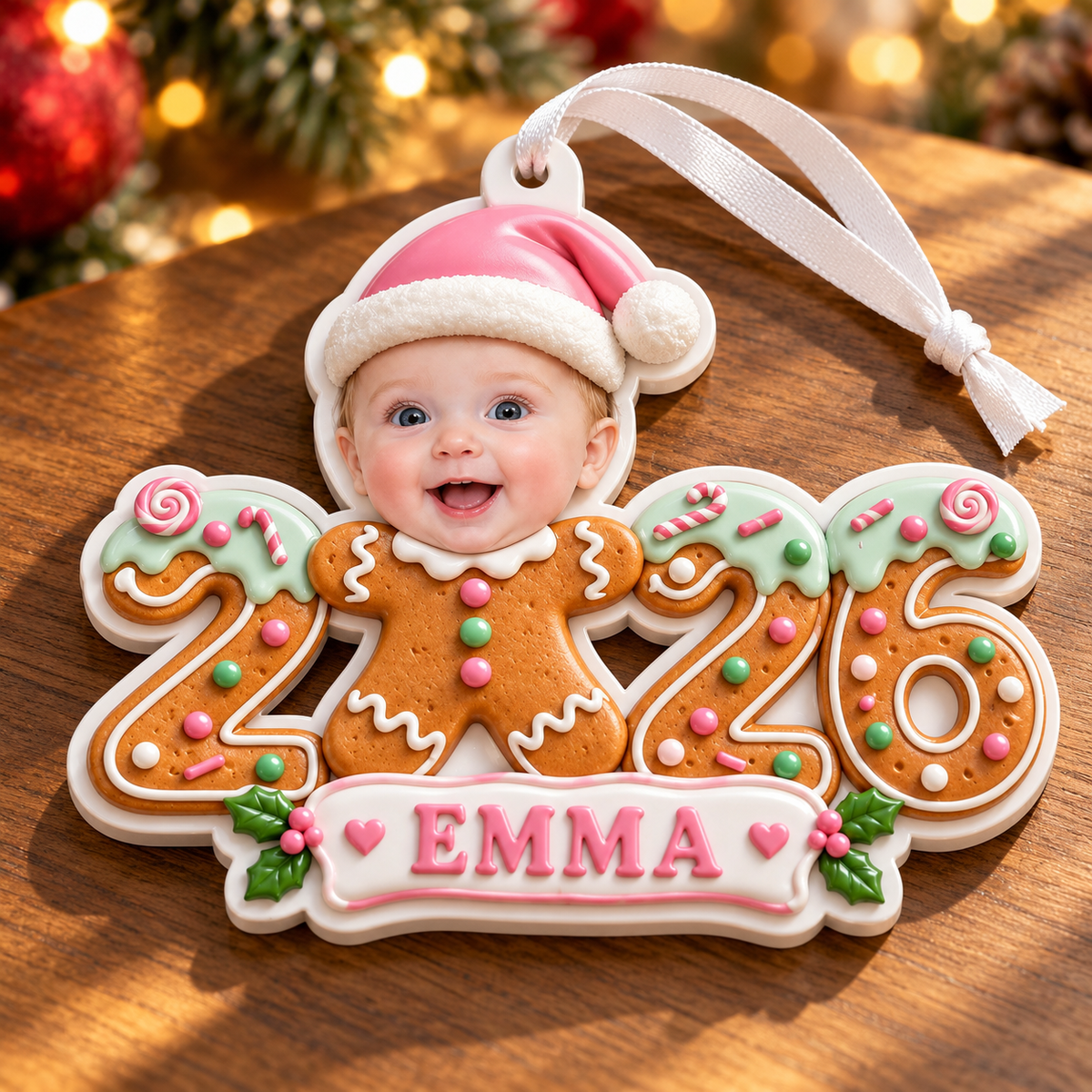 Gingerbread Cookie 2026 Baby Christmas Tree Hanging Holiday Keepsake - 3D Relief Ornament