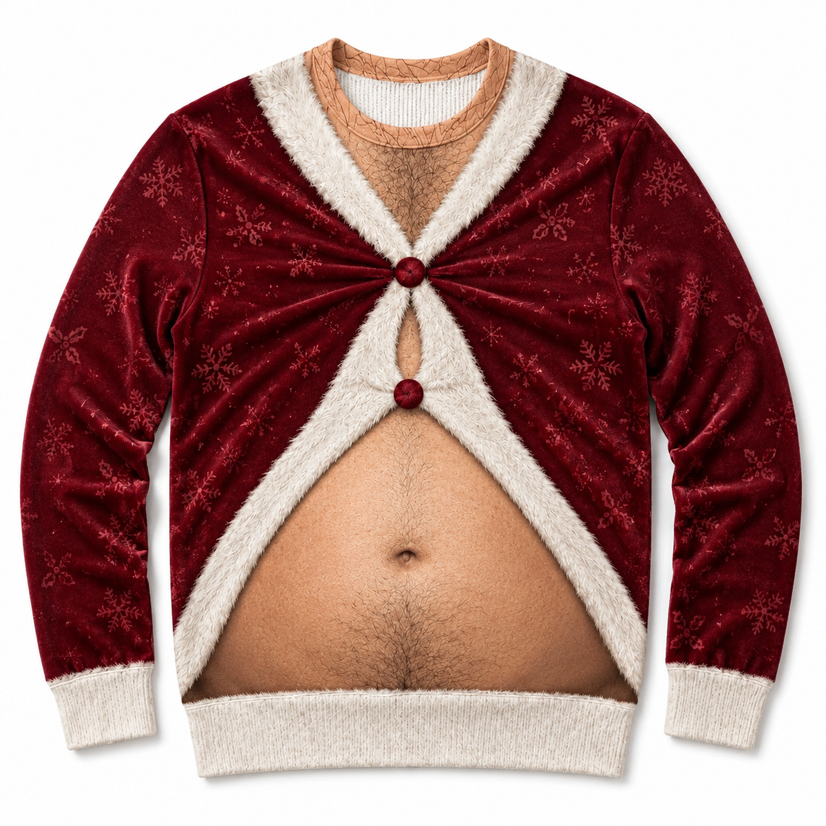 Belly Cutout Ugly Christmas Sweatshirt, Funny Open Stomach Holiday Top