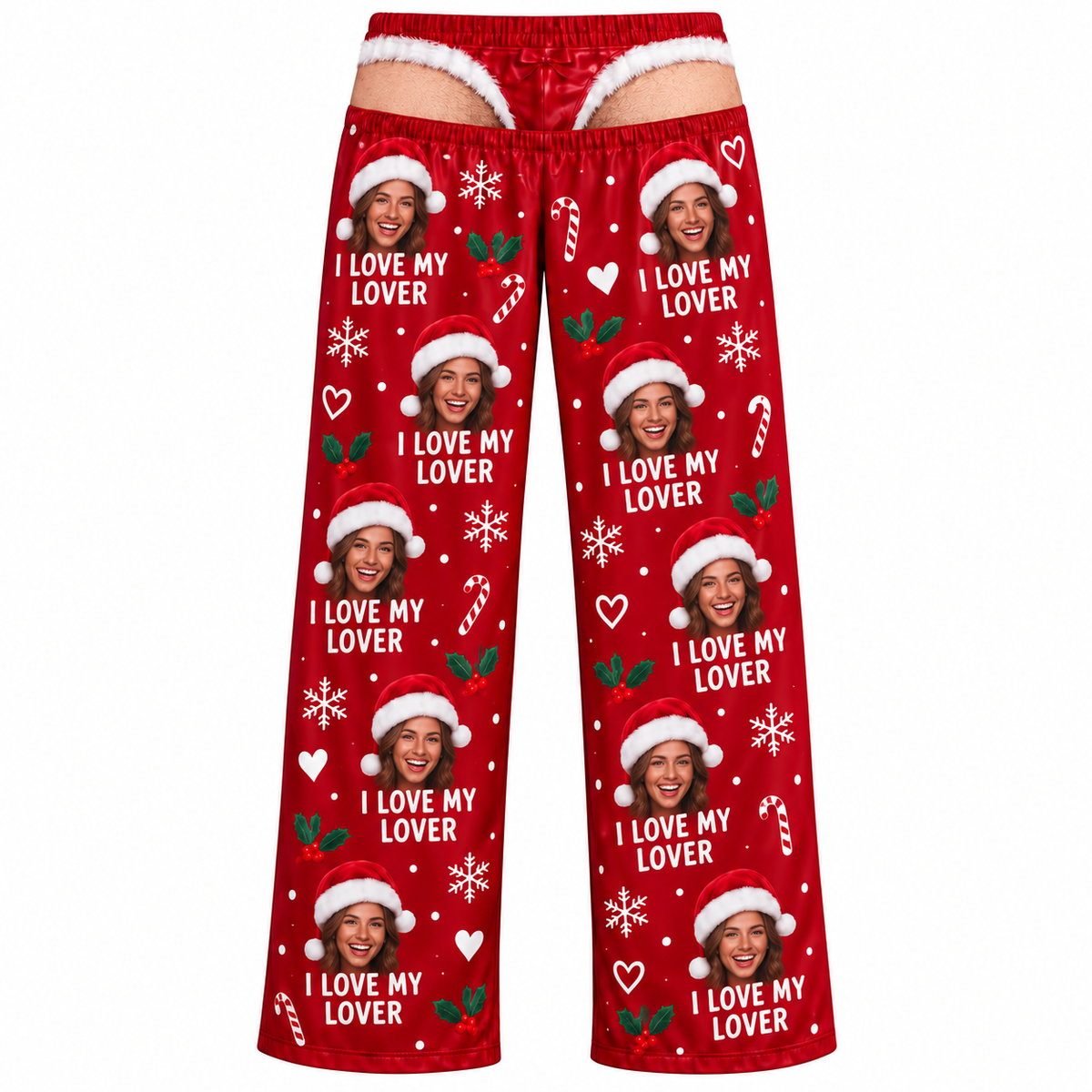 Christmas Pajama Pants Red Novelty Holiday Sleep Bottoms Wide Leg
