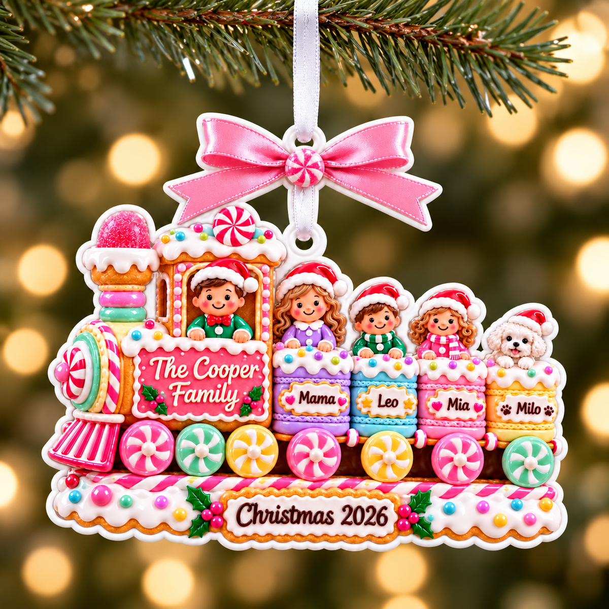 White Scalloped Edge Christmas Tree Plaque with Top Bow Holiday Hanging - 3D Relief Ornament
