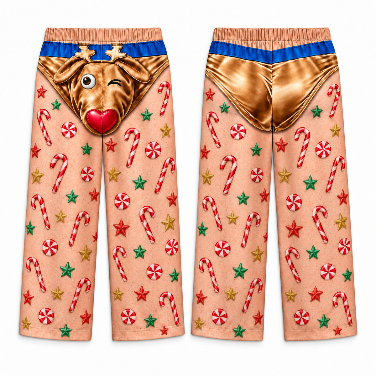 Mens Christmas Pajama Pants Reindeer Boxer Print Lounge Bottoms