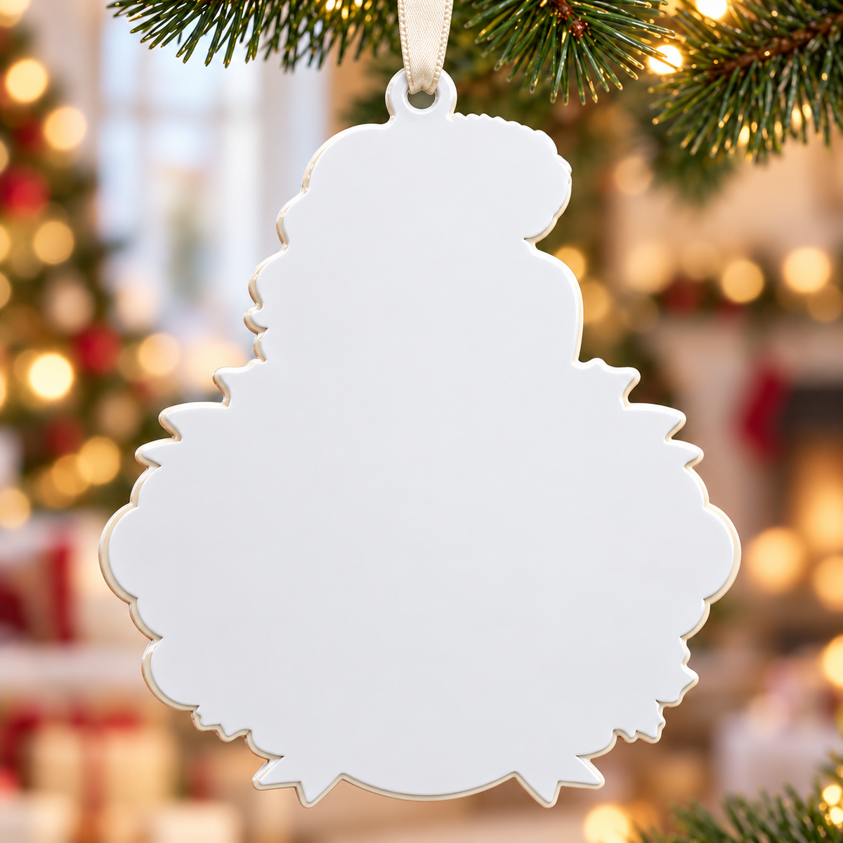 Our First Christmas Engaged Couple Portrait Holiday Keepsake - 3D Relief Ornament