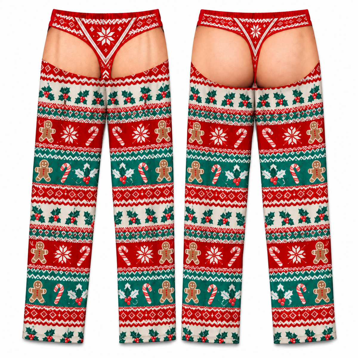 Mens Holiday Cutout Pajama Pants Fair Isle Pattern Sleepwear Bottoms