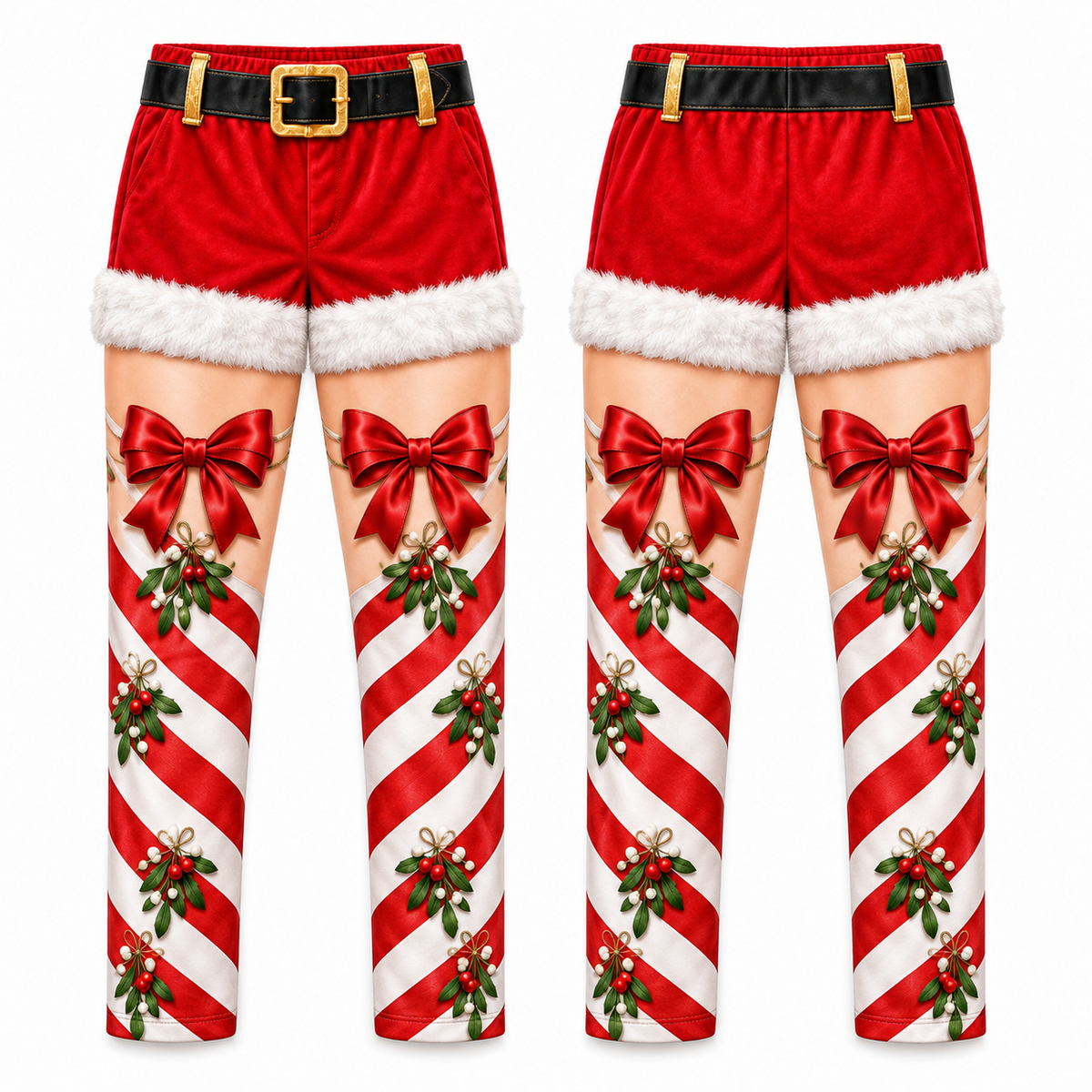 Christmas Holiday Print Trousers Casual Elastic Waist Pants
