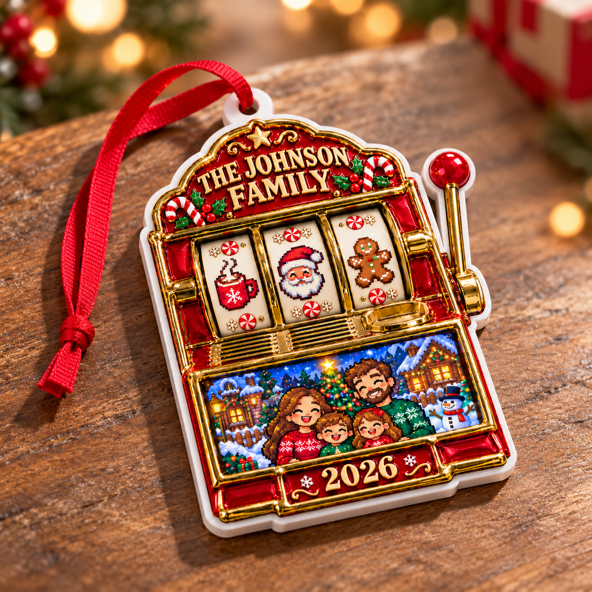 Christmas Slot Machine Family Holiday Keepsake Hanging Holiday Decoration - 3D Relief Ornament