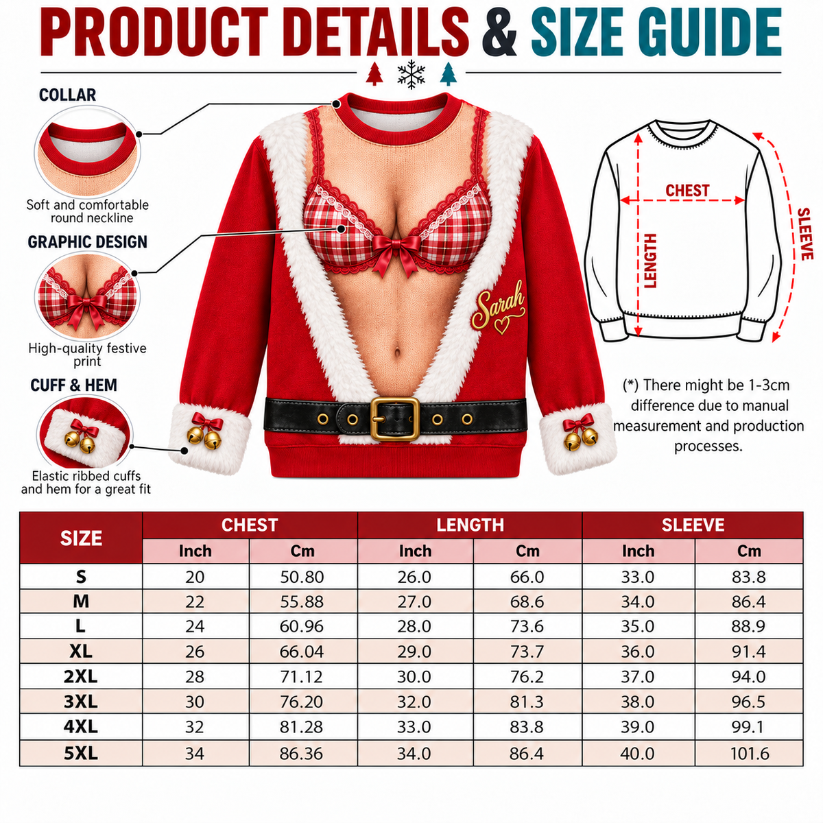 Faux Bra Ugly Christmas Sweatshirt Funny Holiday Graphic Pullover