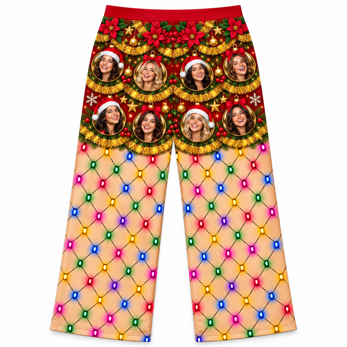 Mens Christmas Pajama Pants Holiday String Light Lounge Bottoms