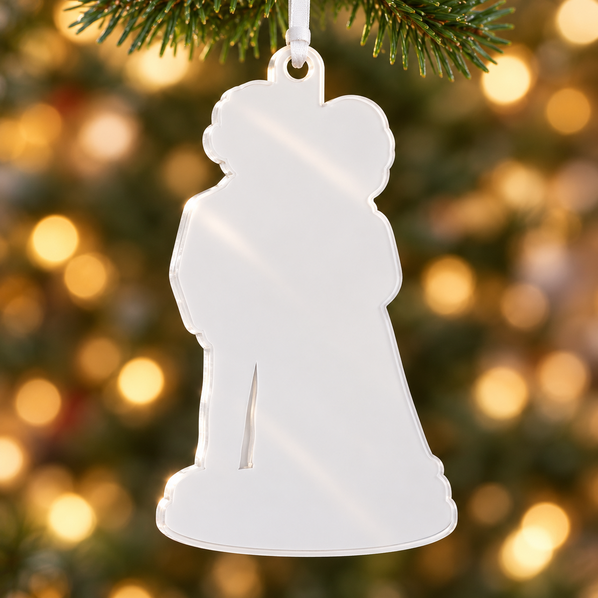Bride and Groom Wedding Couple Acrylic Hanging Holiday Keepsake - 3D Relief Ornament