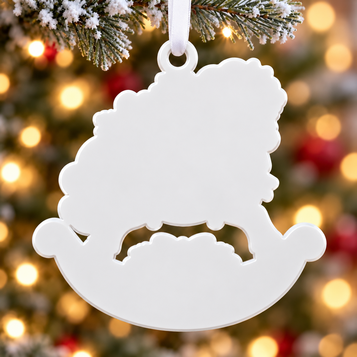 Vintage Rocking Horse with Teddy Bear and Christmas Holly Accent - 3D Relief Ornament