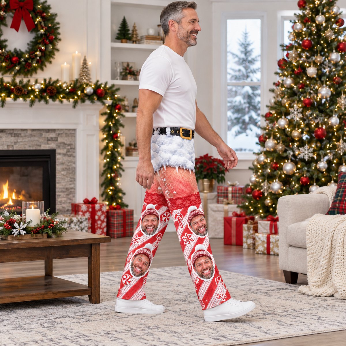 Christmas Pajama Pants Novelty Printed Holiday Lounge Trousers