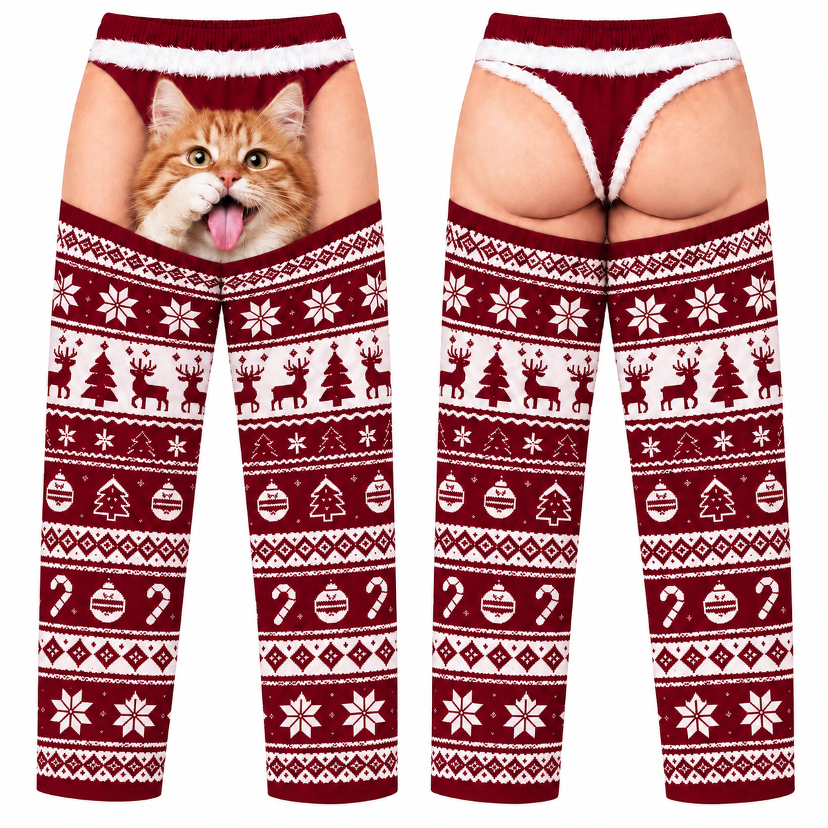 Men's Christmas Pajama Pants Novelty Pet Illusion Sleepwear Bottoms