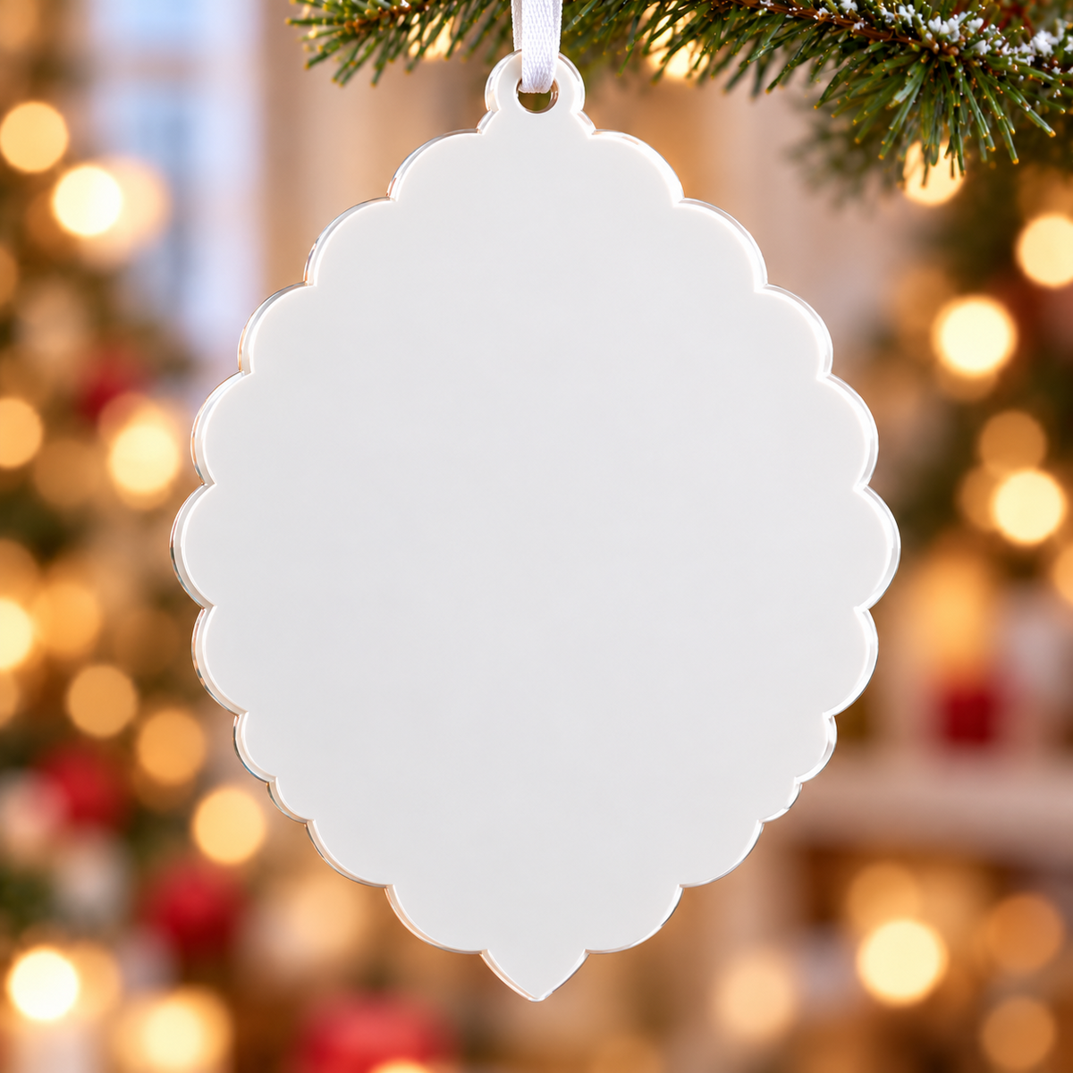 Praying Christmas Angel with Snowflake Medallion Frame - 3D Relief Ornament