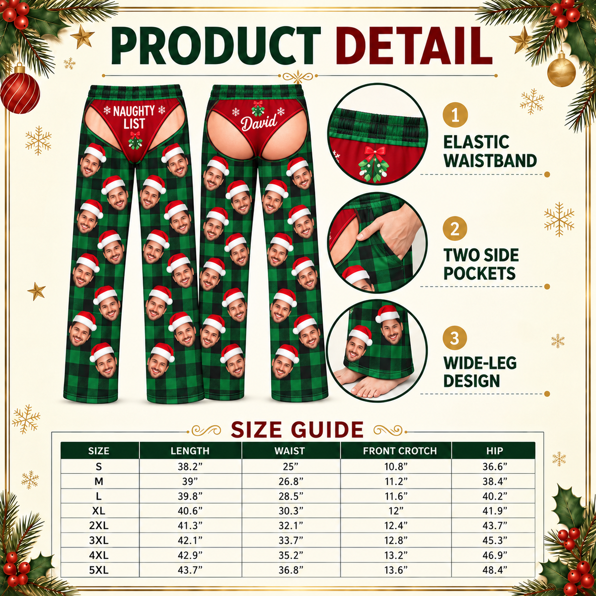 Pajama Pants Novelty Plaid Christmas Loungewear Holiday Sleep Bottoms