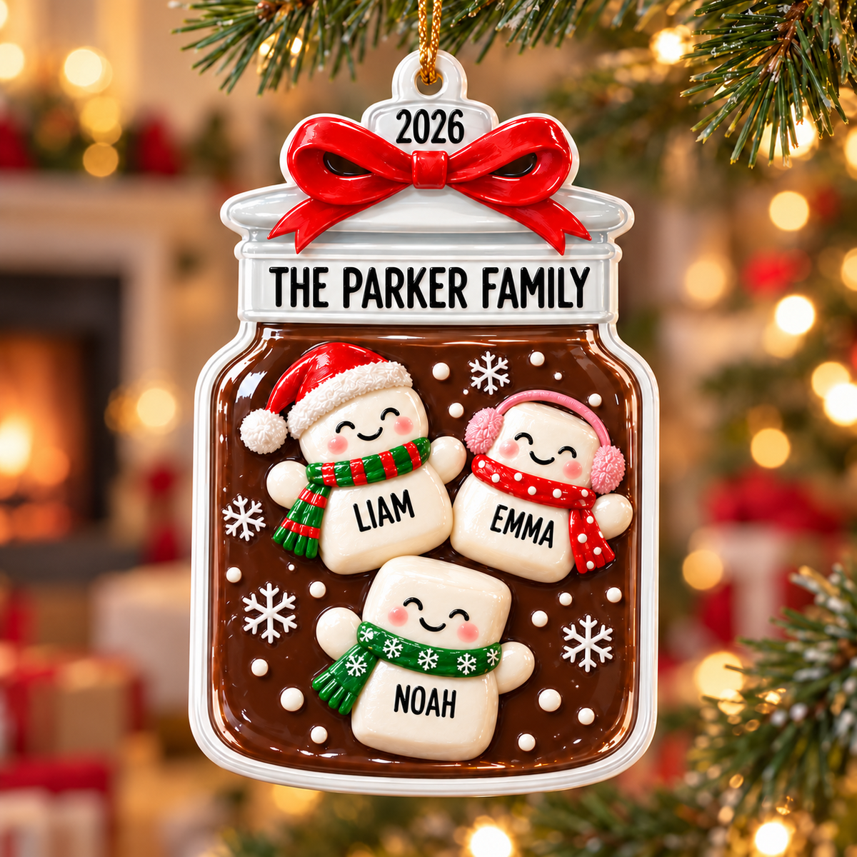 Jar Silhouette Christmas Tree Hanging Plaque, White Acrylic Winter Holiday Decor - 3D Relief Ornament