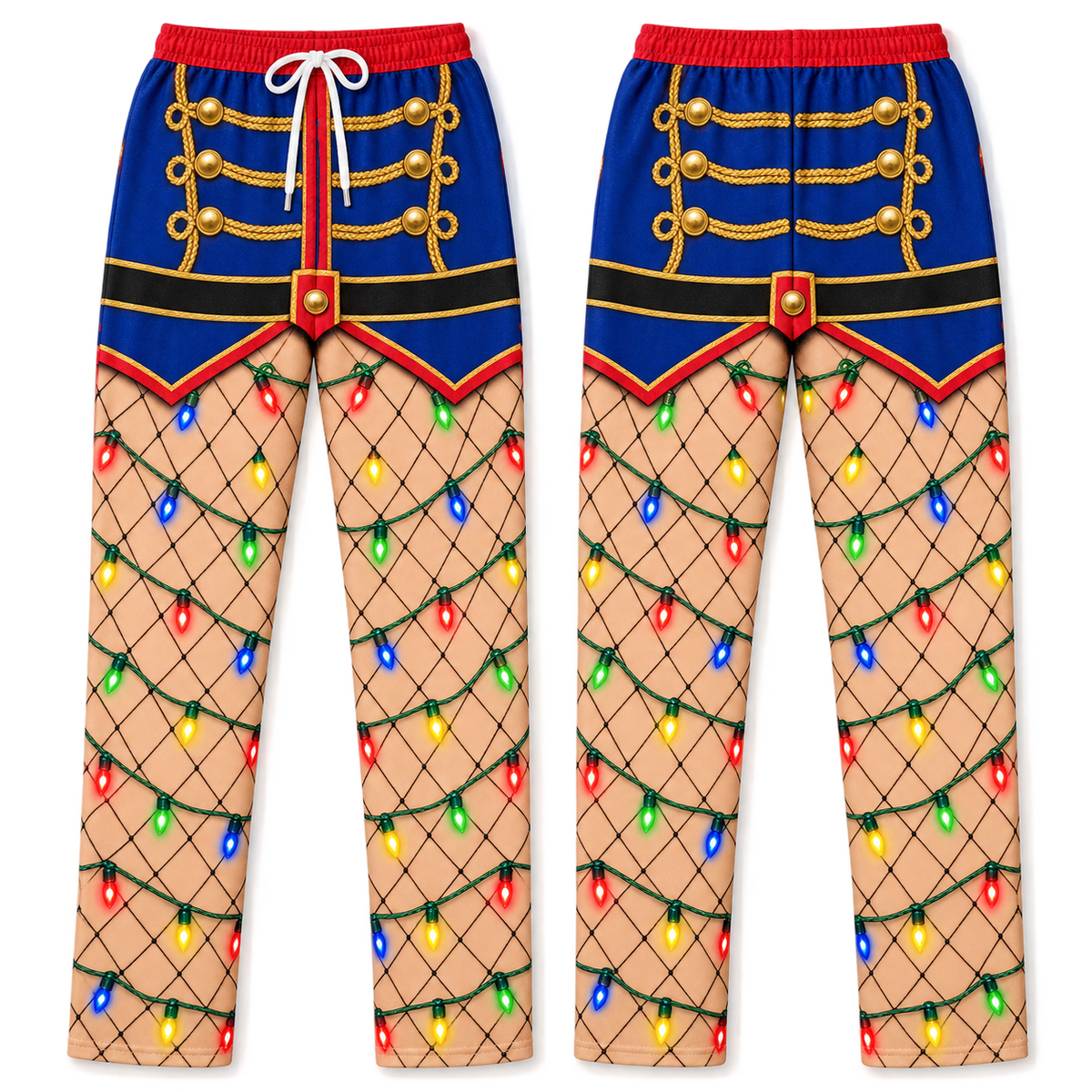 Funny Christmas Pajama Pants String Lights Print Lounge Bottoms