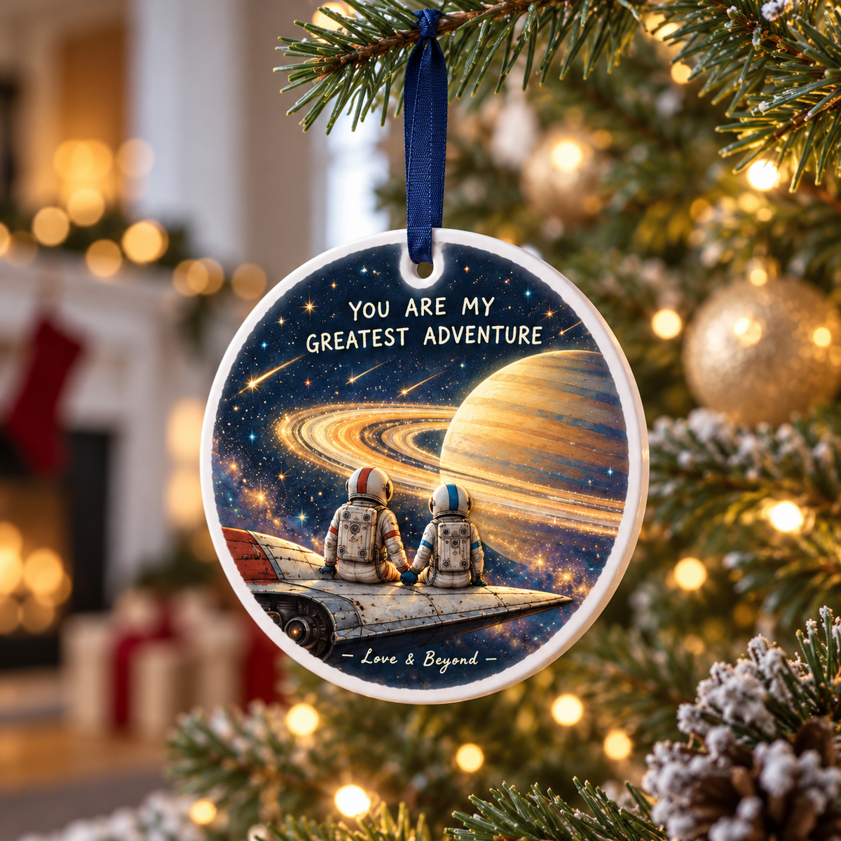 Astronaut Couple You Are My Greatest Adventure Ceramic Disc - 3D Relief Ornament