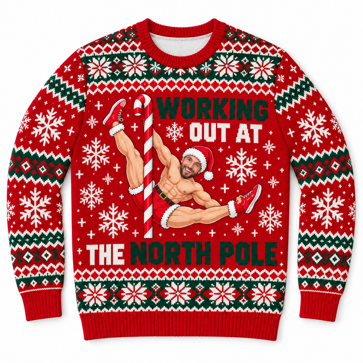 Christmas Sweatshirt Working Out At The North Pole Graphic Crewneck
