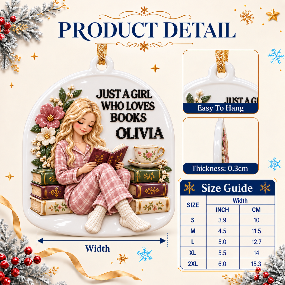 Glossy White Arched Acrylic Christmas Tree Hanging Plaque with Ribbon - 3D Relief Ornament