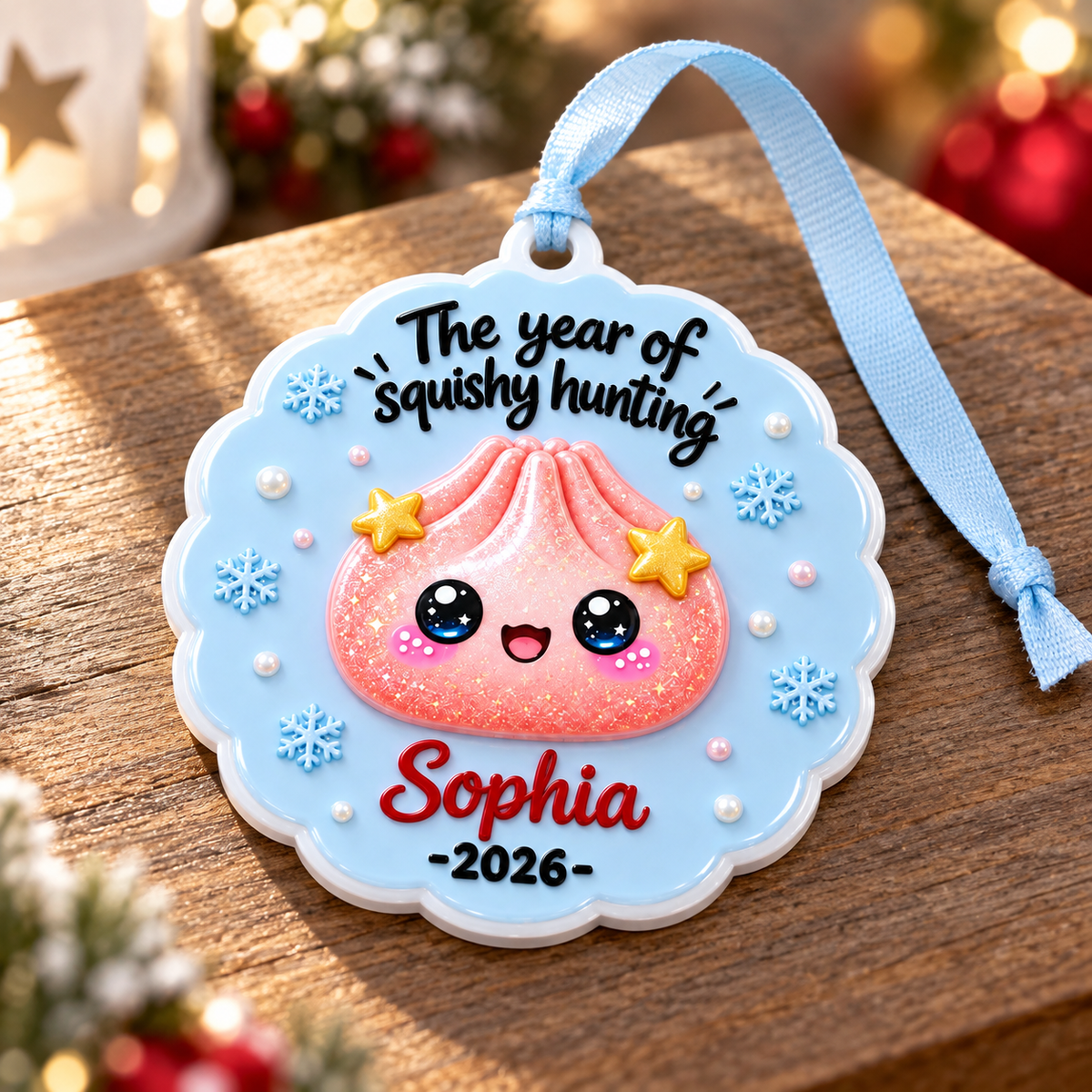 Holiday Tree Hanging Medallion, Squishy Toy Dumpling Theme in Scalloped ...
