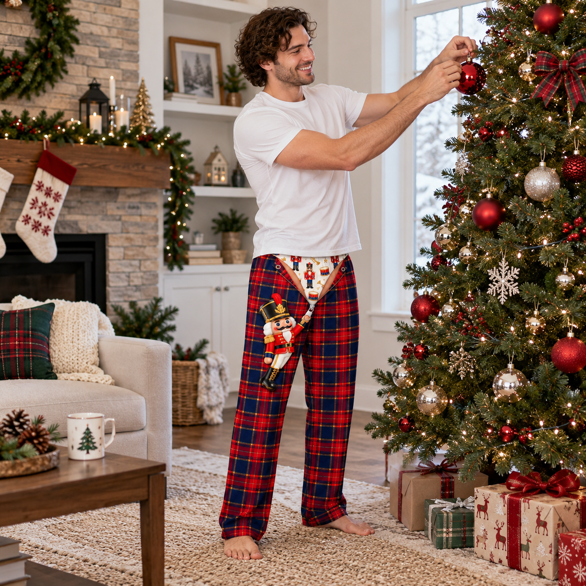Mens Nutcracker Novelty Pajama Pants Holiday Loungewear Bottoms
