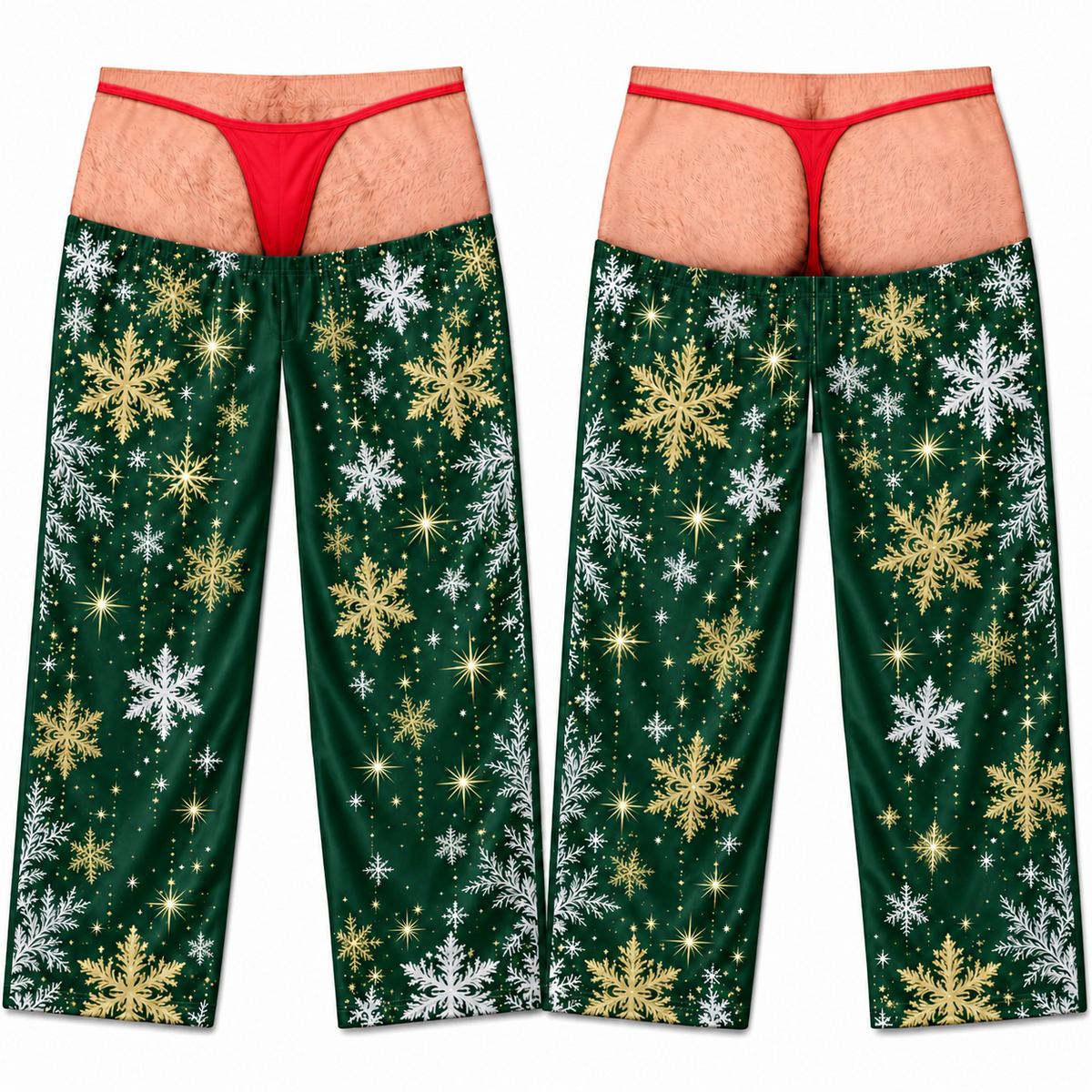 Mens Pajama Pants Novelty Snowflake Holiday Illusion Loungewear