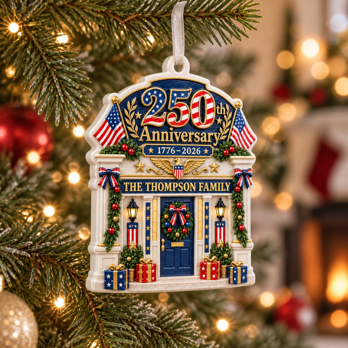 American 250th Anniversary 1776-2026 Patriotic House Porch Decor - 3D Relief Ornament