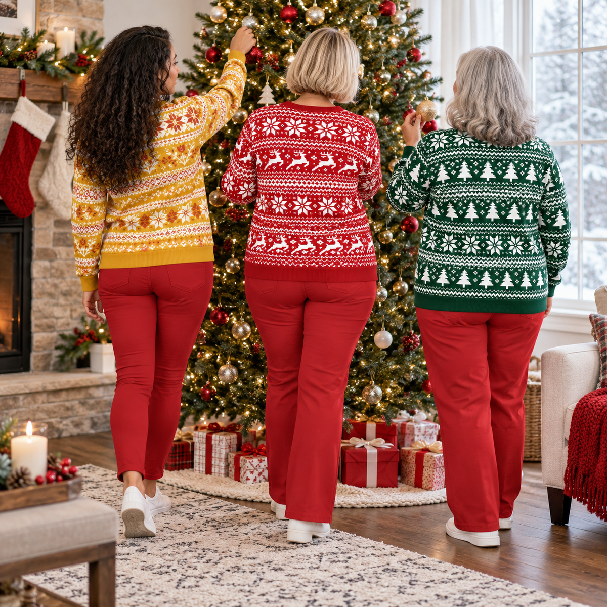 Ugly Christmas Sweater With Cleavage Cutout Funny Fair Isle Pullover