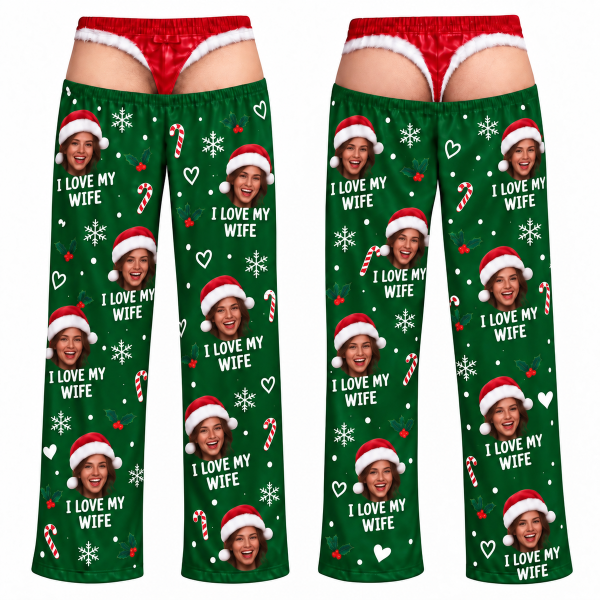 Christmas Pajama Pants Red Novelty Holiday Sleep Bottoms Wide Leg