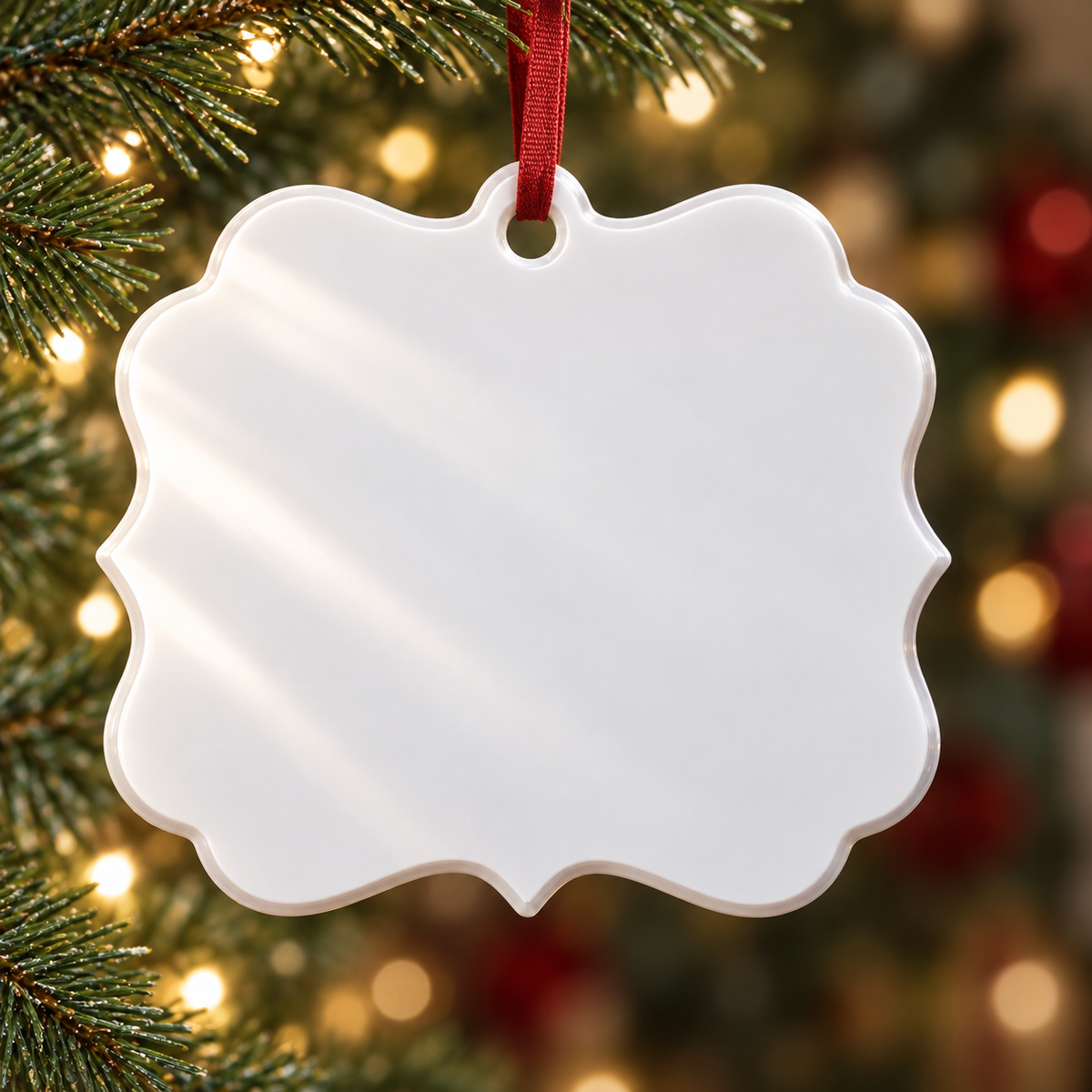 Golden Retriever Santa Fist Bump Red Plaid Holiday Tree Plaque - 3D Relief Ornament