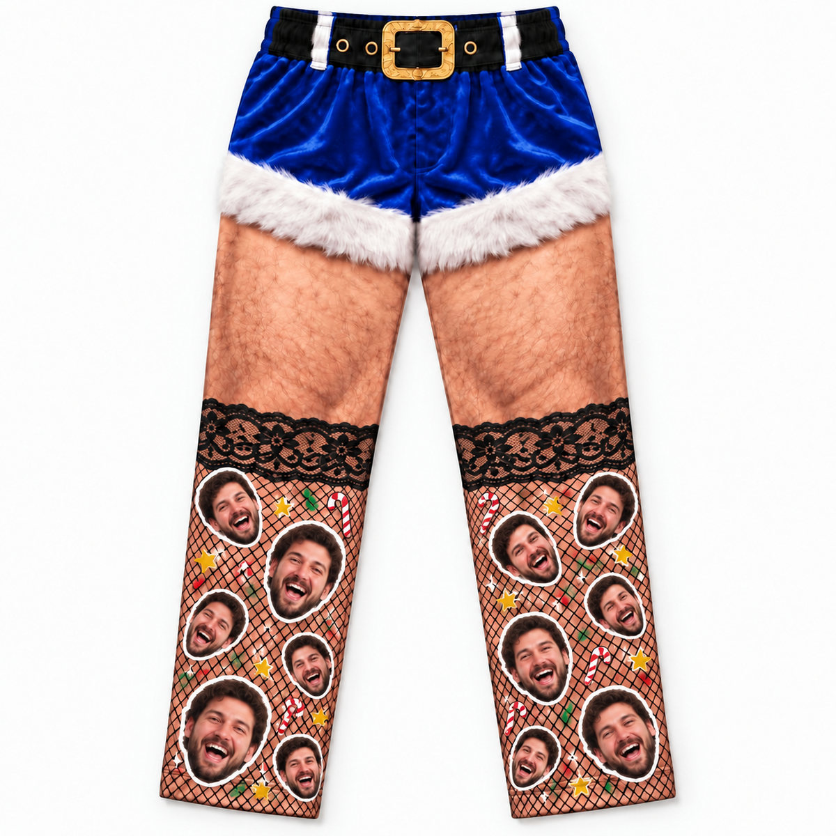 Christmas Pajama Pants Hairy Leg Graphic Holiday Lounge Trousers
