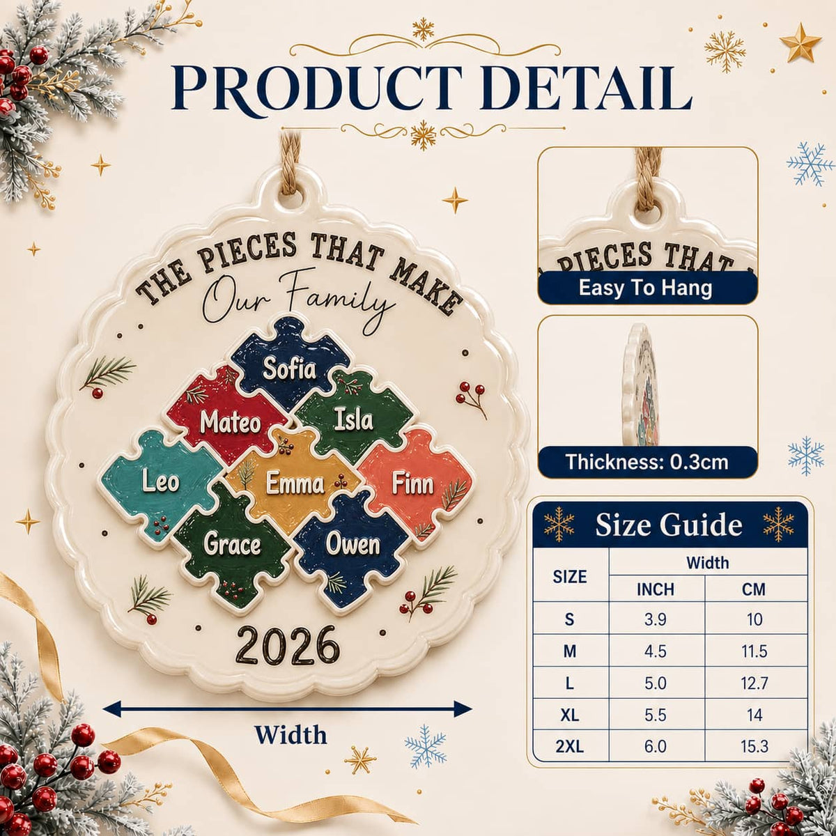The Pieces That Make Our Family Puzzle -3D Relief Orrnament