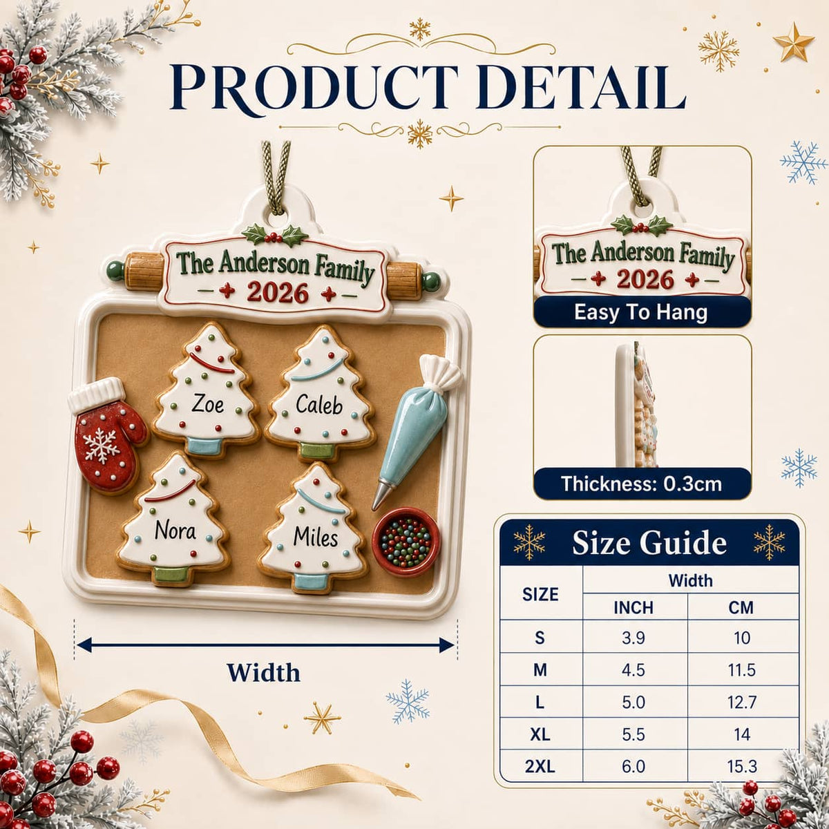 Christmas Cookie Baking Tray Decorated Cookie Scene 2026 Holiday Decor - 3D Relief Ornament