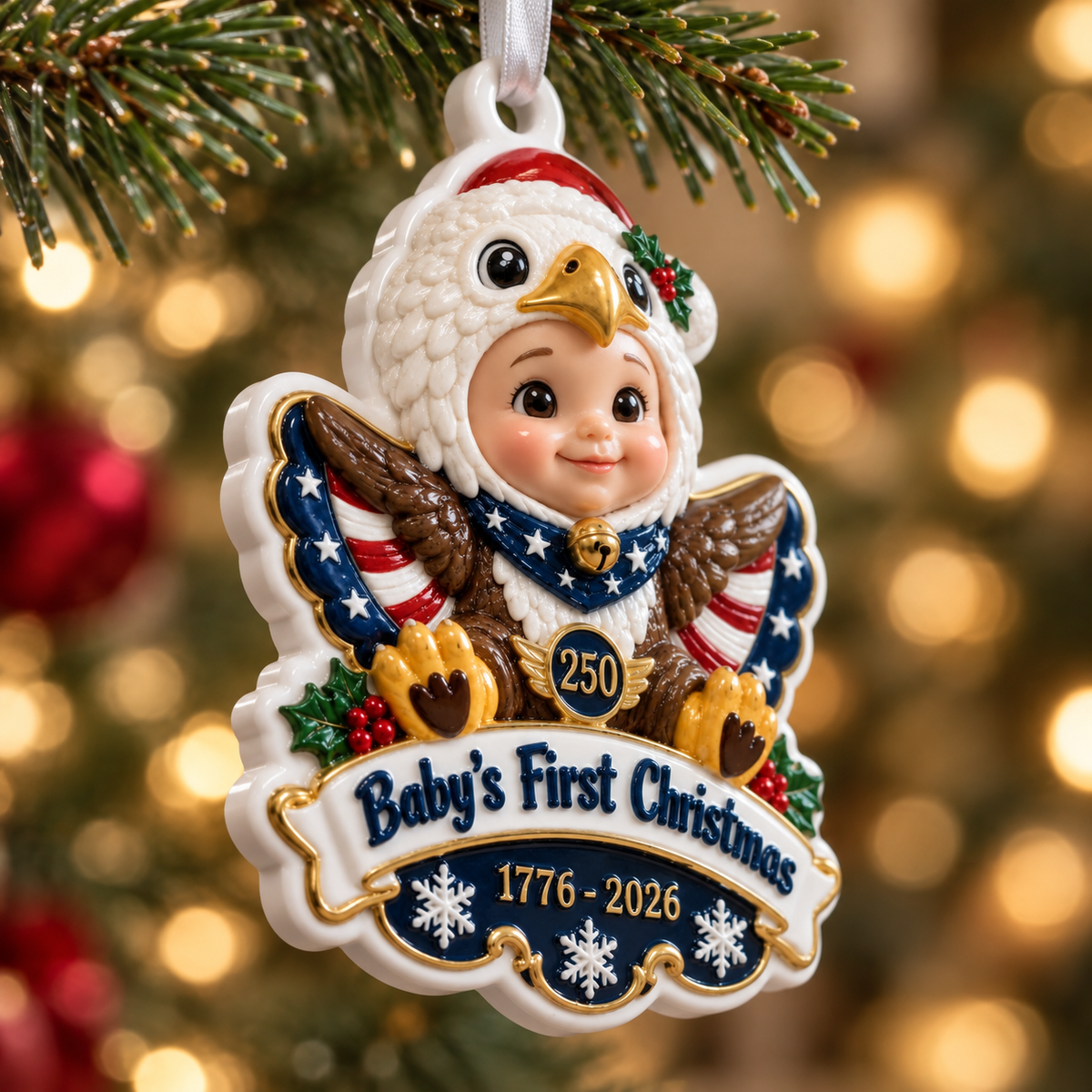 Baby's First Christmas Patriotic Eagle 250th Anniversary Tree Decor - 3D Relief Ornament