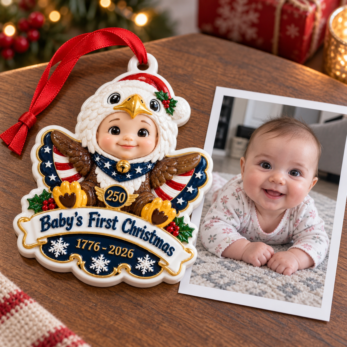 Baby's First Christmas Patriotic Eagle 250th Anniversary Tree Decor - 3D Relief Ornament