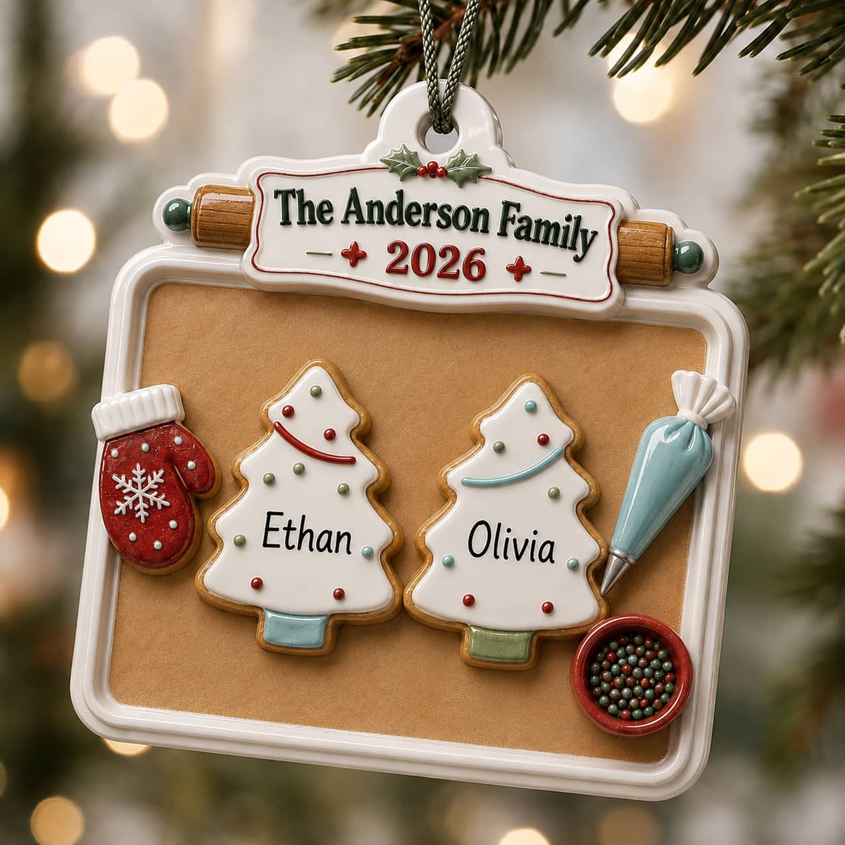 Christmas Cookie Baking Tray Decorated Cookie Scene 2026 Holiday Decor - 3D Relief Ornament