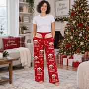 Men Novelty Cutout Pajama Pants Red Christmas Holiday Lounge Trousers