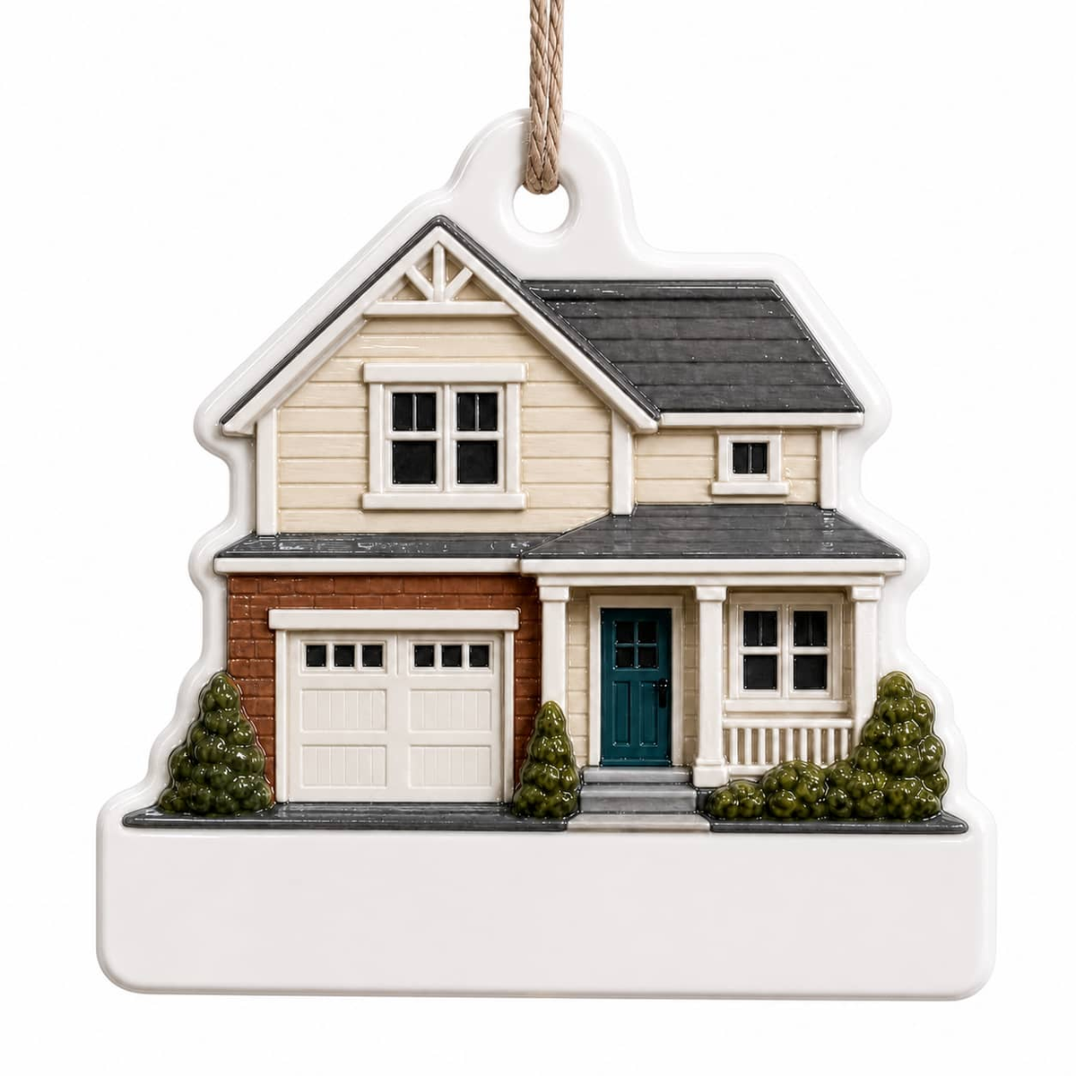 New Home House Shaped Christmas Keepsake Hanging Holiday Decor - 3D Relief Ornament