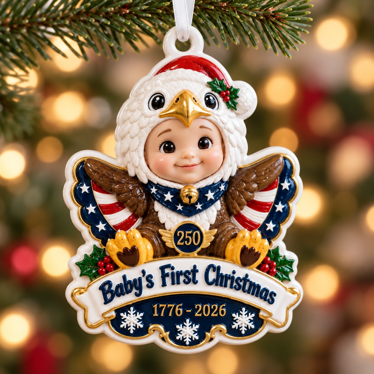 Baby's First Christmas Patriotic Eagle 250th Anniversary Tree Decor - 3D Relief Ornament